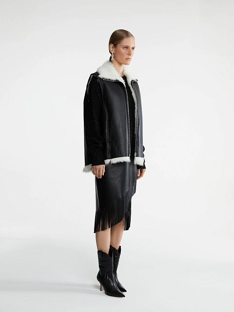 Жилет из овчины с контрастным белым мехом, 7 Жилет из овчины с контрастным белым мехом, 7