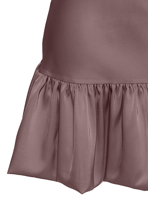 Коричневое платье-комбинация с воланом, 3