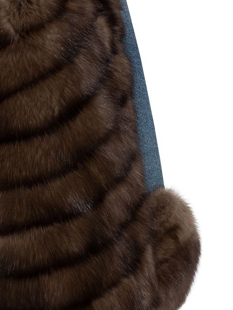 Куртка джинсовая синяя на коричневом тонированном соболе, 5