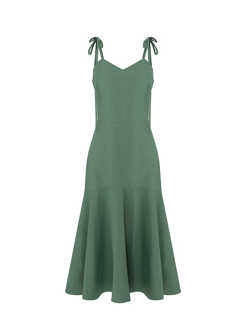 Зеленое хлопковое платье-миди, 1