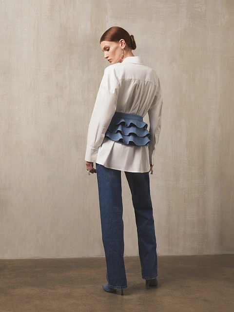 Голубая баска из денима на молнии, 2