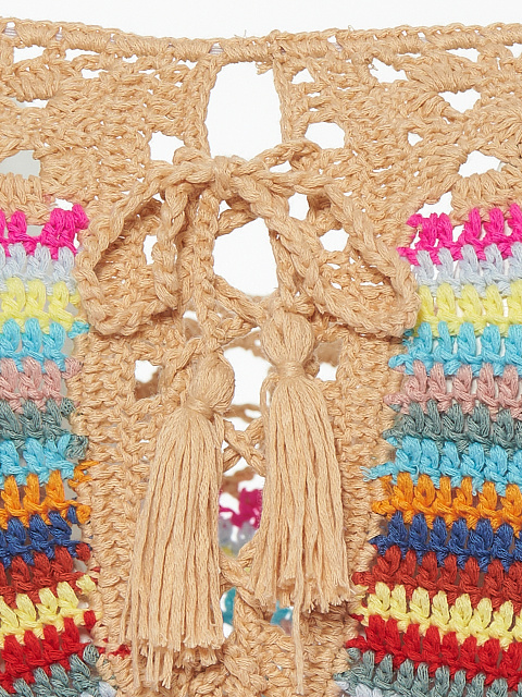 Бежевый комплект из топа и шорт в технике кроше, 4