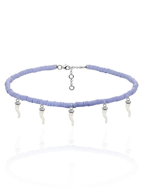 Колье-чокер из серебра и каучука с кулонами из эмали, 1