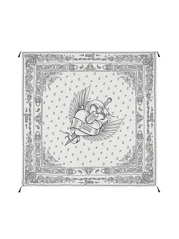 Белый шелковый платок с принтом, 1