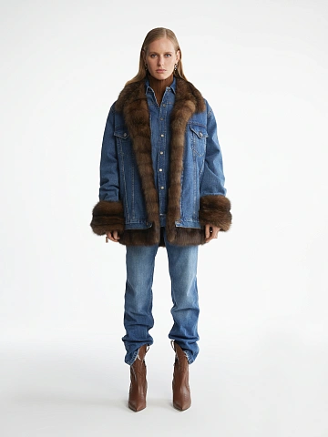 Синяя джинсовая куртка с подкладом из меха баргузинского соболя, 2
