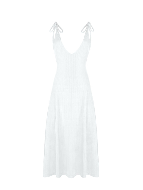 Белое вязаное платье-миди, 1