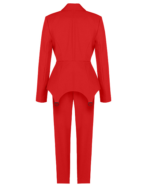 Алый брючный костюм со штрипками, 2