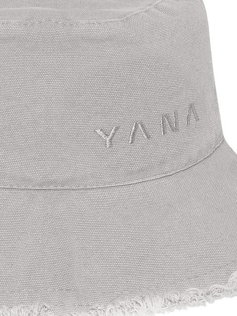 Серая хлопковая панама с вышивкой и бахромой, 3