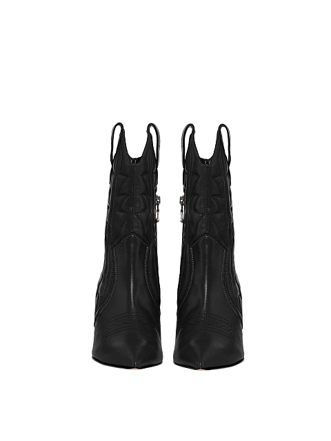 Черные кожаные казаки на каблуке, 6