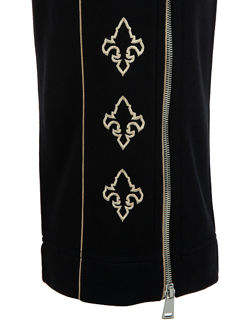 Черный костюм с укороченной толстовкой и вышивкой в виде лилий, 5