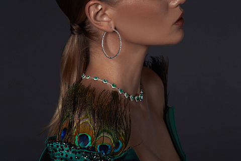 Хупсы из белого золота и бриллиантов, 6 Хупсы из белого золота и бриллиантов, 6