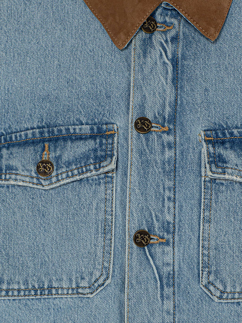 Голубая куртка из денима с вышивкой в виде рыб, 3 Голубая куртка из денима с вышивкой в виде рыб, 3