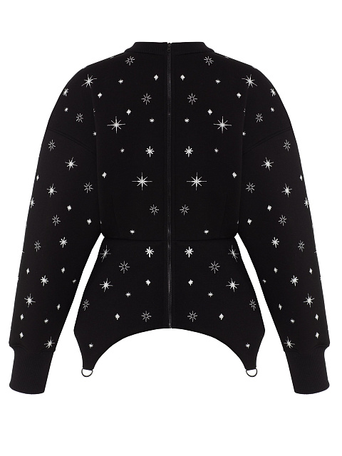 Черный свитшот из футера с вышивкой в виде снежинок, 2