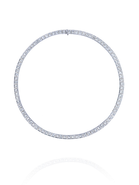 Колье из белого золота с бриллиантами огранки «принцесса», 3