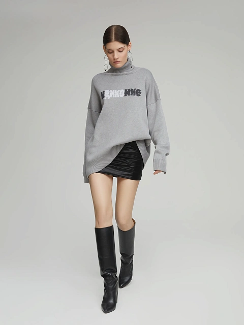 Серый оверсайз свитер "ИДИКОМНЕ", 6