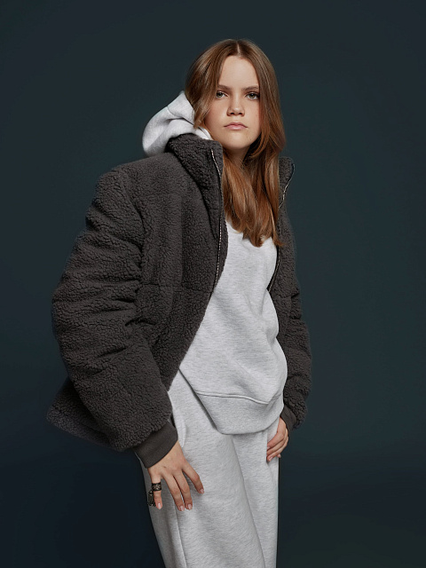 Графитовый пуховик из эко-меха, 7 Графитовый пуховик из эко-меха, 7