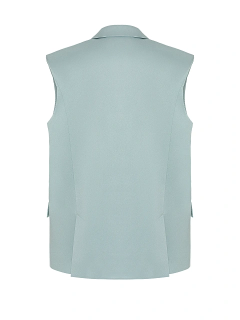 Светло-бирюзовый однобортный жилет из шелка, 2