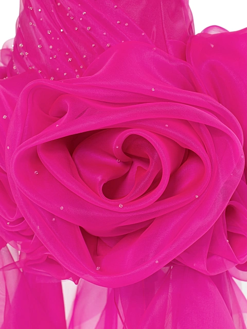 Платье-макси из органзы цвета фуксии, 4