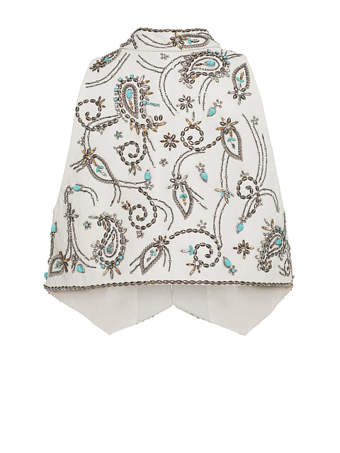 Белый кожаный жилет с вышивкой бирюзой, 2