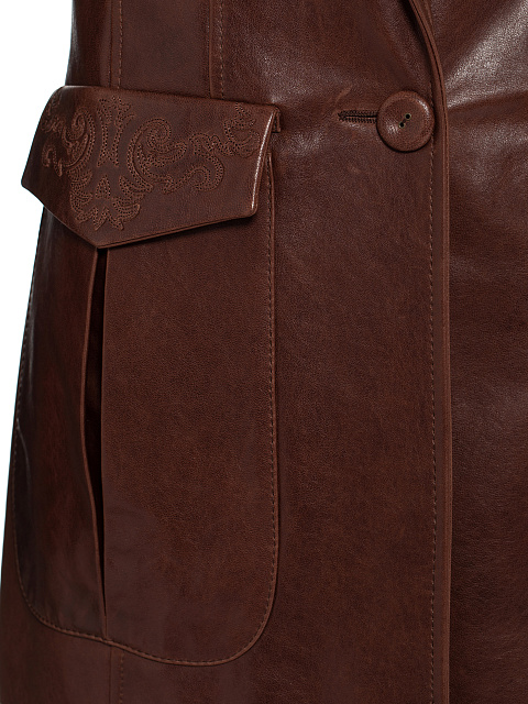 Коричневый костюм-двойка из кожи, 6