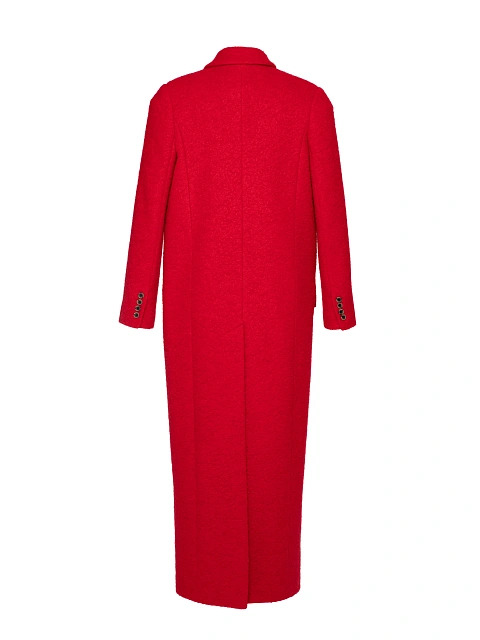 Красное двубортное пальто из шерсти букле, 2