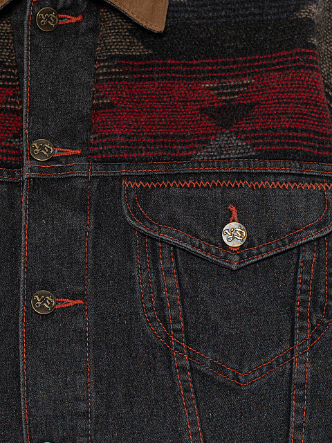 Серая джинсовая куртка с отделкой из шерсти и замши, 8