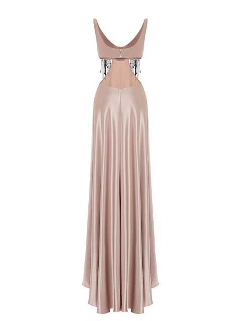 Светло-розовое платье-макси из шелка с вырезами и вышивкой, 3 Светло-розовое платье-макси из шелка с вырезами и вышивкой, 3