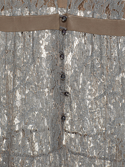 Серое платье из кружева с декором из норкового меха, 6