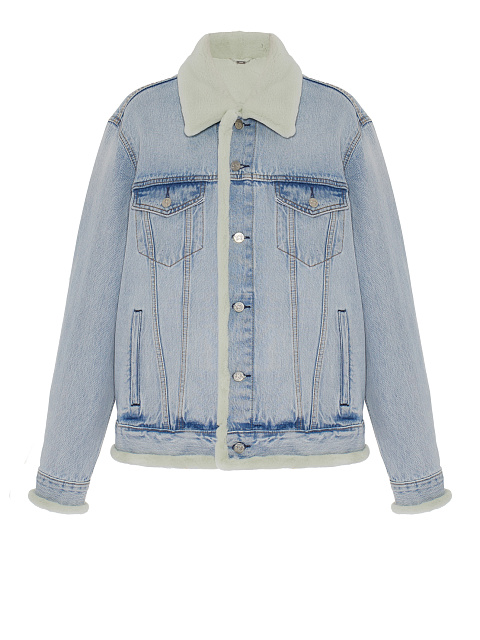 Голубая джинсовая куртка с подкладом из стриженного меха норки, 1