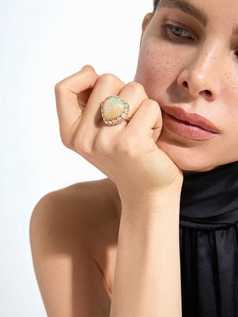 Кольцо с опалом в огранке «сердце», 3 Кольцо с опалом в огранке «сердце», 3