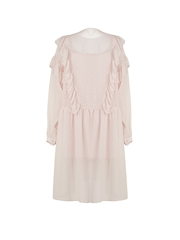 Розовое платье из шифона с рюшами, 2