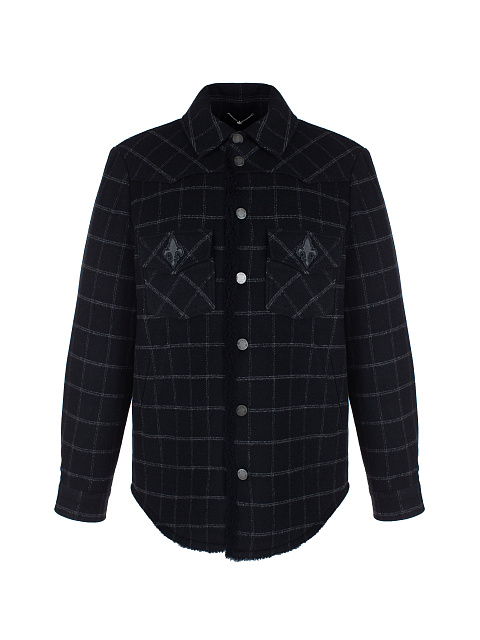 Черная рубашка в клетку с подкладкой из овчины, 1 Черная рубашка в клетку с подкладкой из овчины, 1