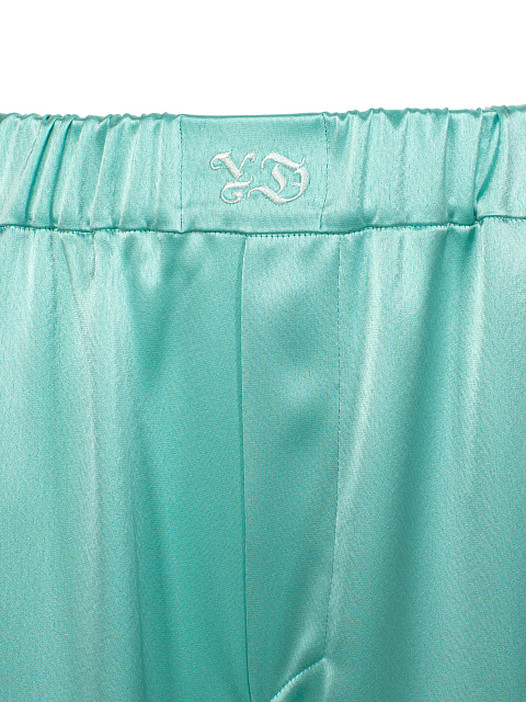 Зеленый домашний костюм из шелка с вышивкой, 6