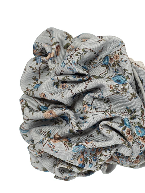 Серое платье-мини из хлопка с цветочным принтом, 4