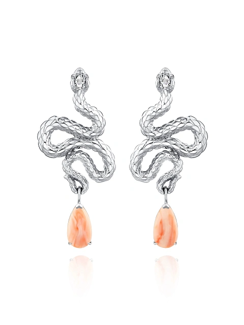 Серьги из белого золота с кораллами и бриллиантами, 1