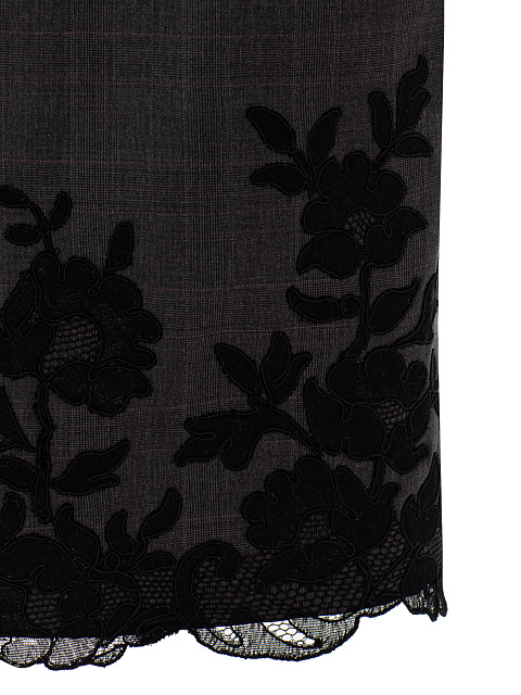 Темно-серое платье-миди из шерсти с кружевом, 3