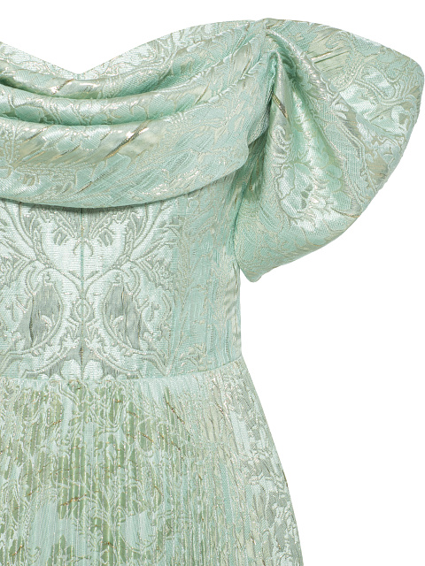 Светло-зеленое платье-макси из жаккарда, 4