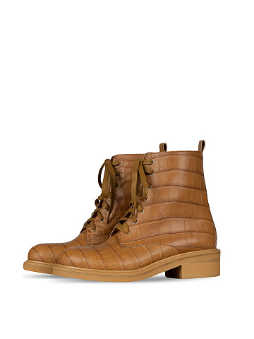 Коричневые ботинки из кожи крокодила, 1