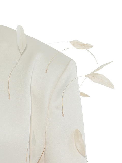 Молочное платье-мини с перьями, 6 Молочное платье-мини с перьями, 6