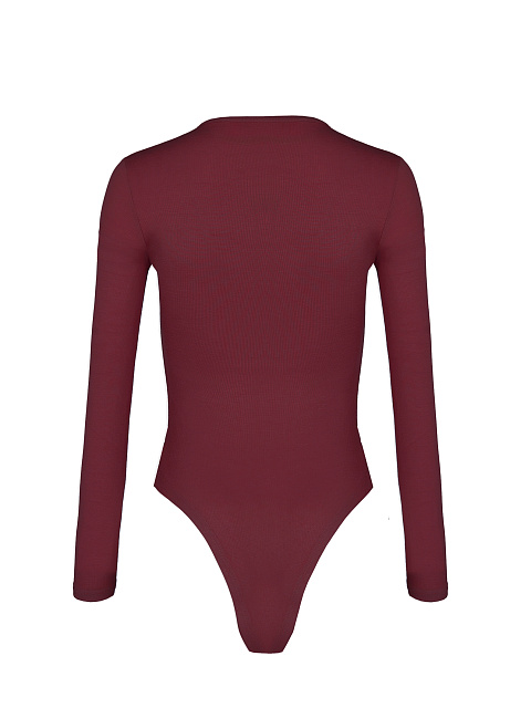 Бордовое боди с длинным рукавом и круглым вырезом, 2