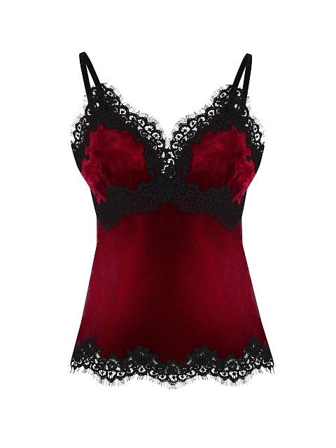 Бордовый топ из бархата с кружевом, 1