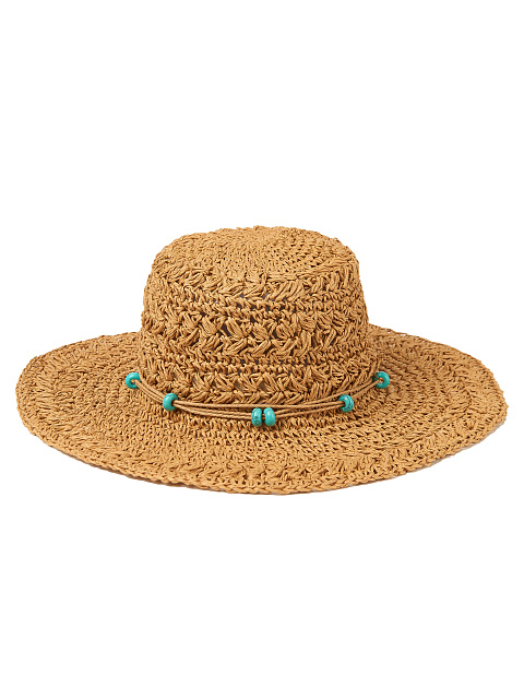 Соломенная шляпа с кожаной отделкой и бусинами, 2