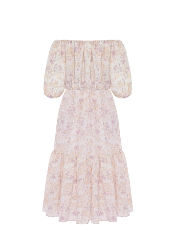 Платье-миди с сиреневым цветочным принтом, 2