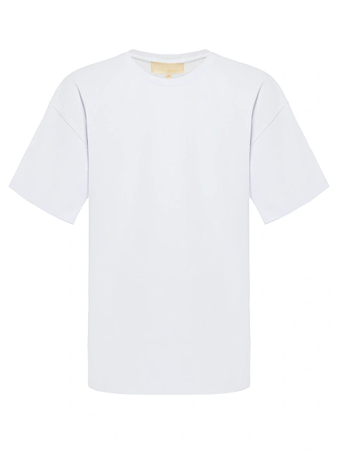 Белая хлопковая футболка с принтом на спине, 4