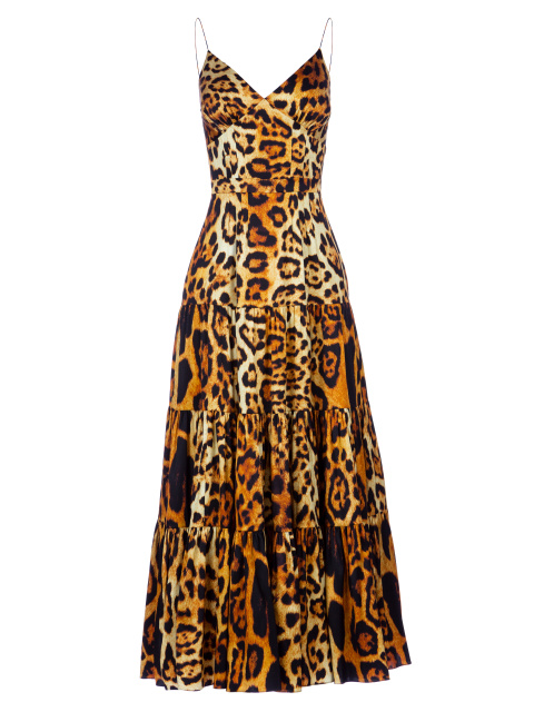 Шелковое платье-миди с леопардовым принтом, 1
