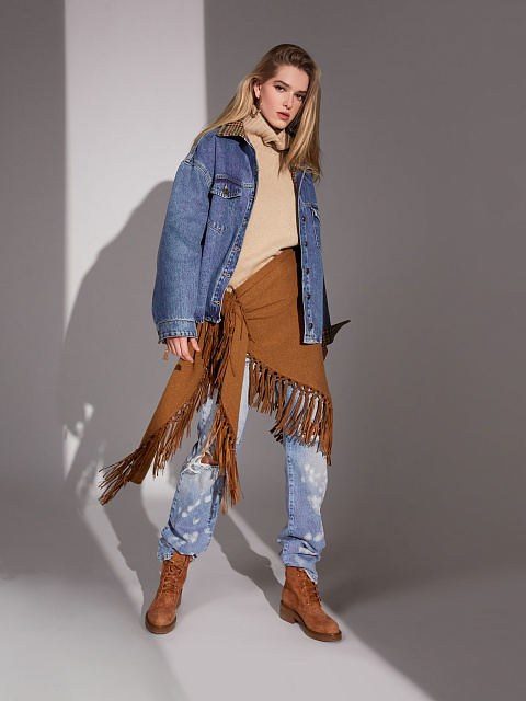 Синие рваные джинсы с разводами, 7