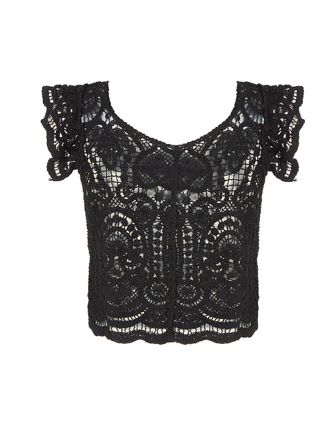 Черный кружевной топ на пуговицах, 2