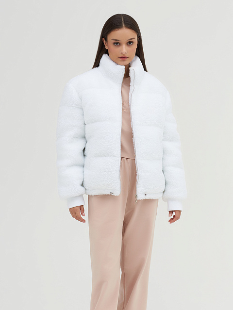 Белый пуховик из эко-меха, 6
