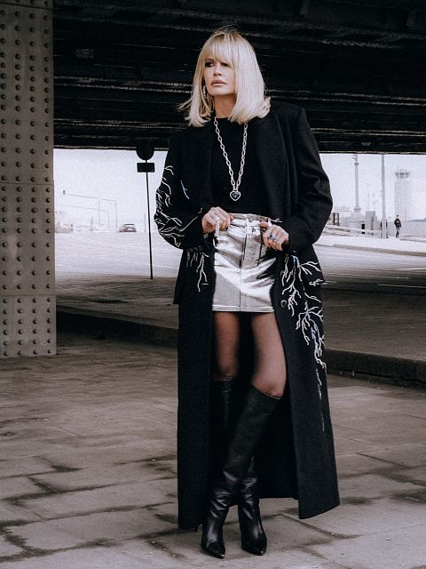 Юбка-мини из денима с серебряным напылением, 5 Юбка-мини из денима с серебряным напылением, 5