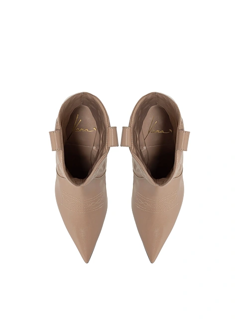 Бежевые кожаные казаки на каблуке, 4